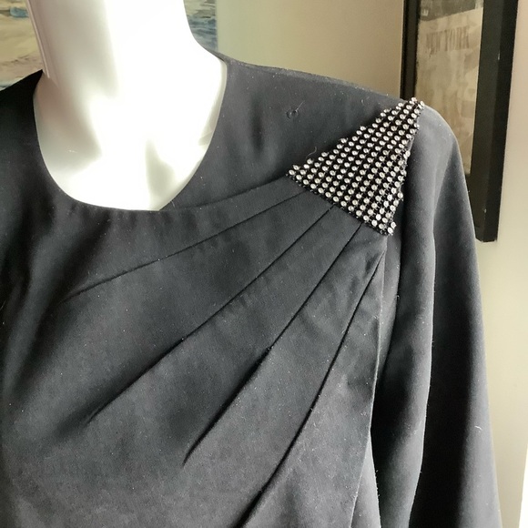 Black Formal Jacket with Rhinestone Embellishment - Picture 2 of 4